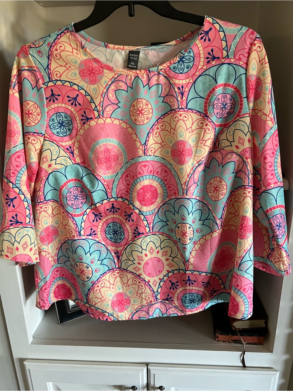 Emory Rose Multi-Color Mandala Print Women's Blouse XL